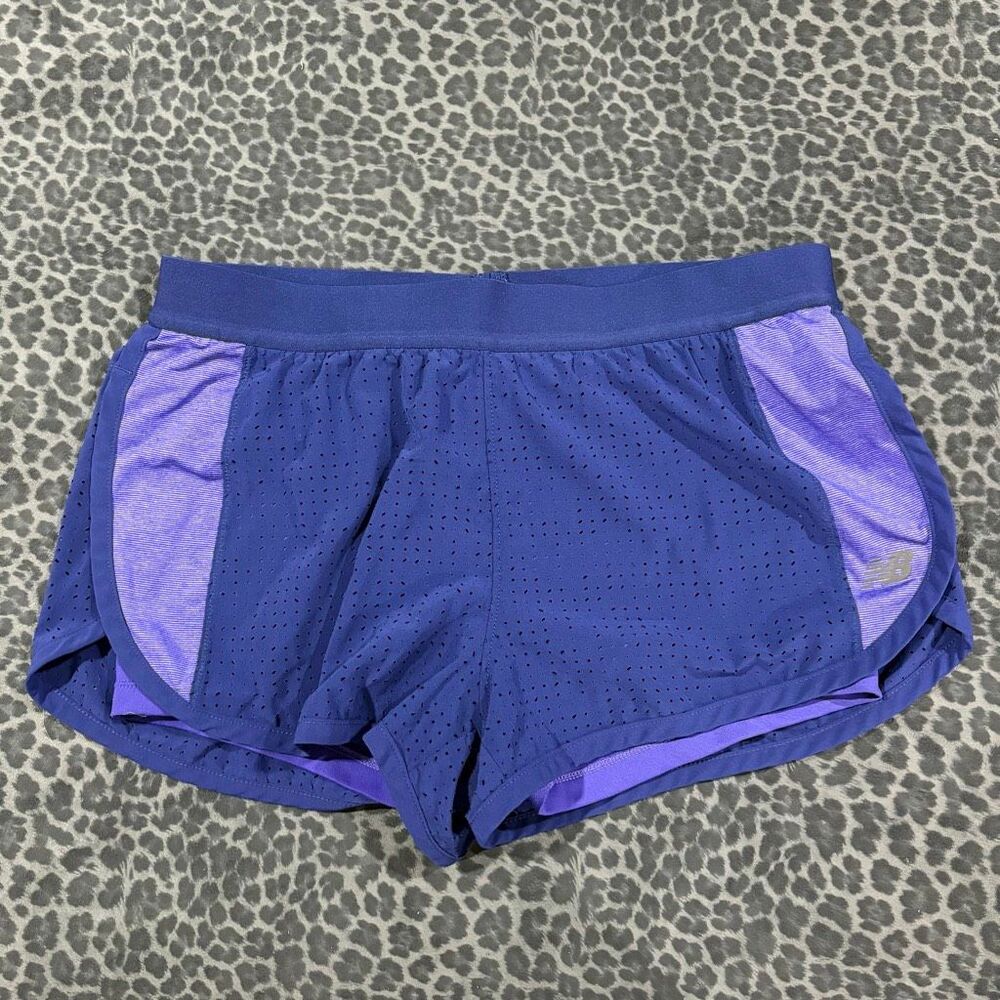 New Balance Women’s M Running Shorts Purple Blue Athletic Lined Pockets